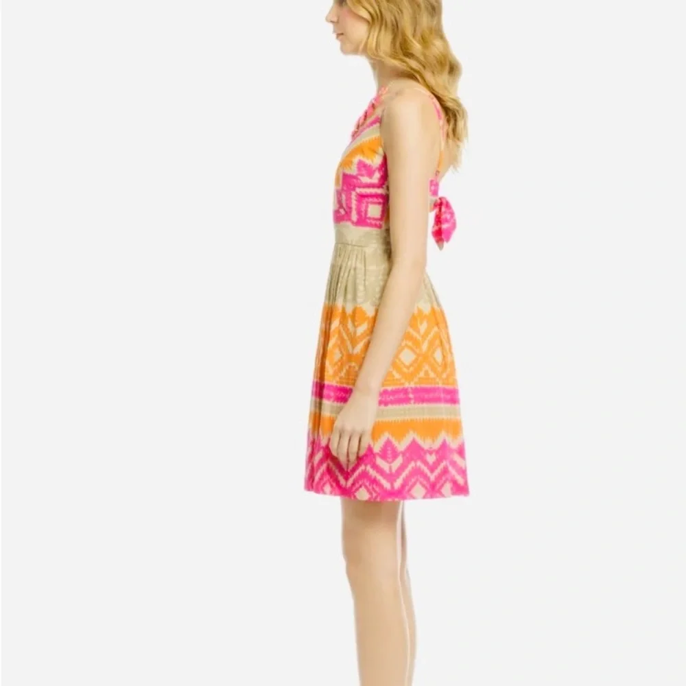 Trina Turk Silk Dress Anargosa Desert Mini Pink and Orange Patterned Size 8 - Picture 15 of 15